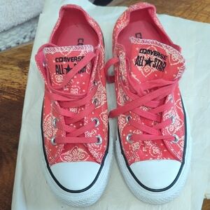 Converse Red Bandana Print Low Top Sneakers